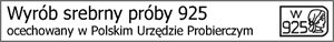 WyrĂłb srebrny prĂłby 925, ocechowany w Poslkim UrzÄdzie Probierczym.